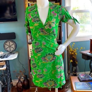 Vibrant green and jewel toned wrap dress